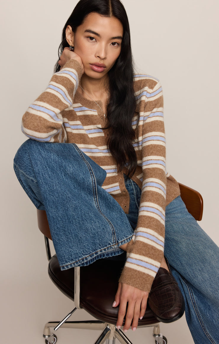 Sweaters Medina Cozy Stripe Cardigan Golden Caramel