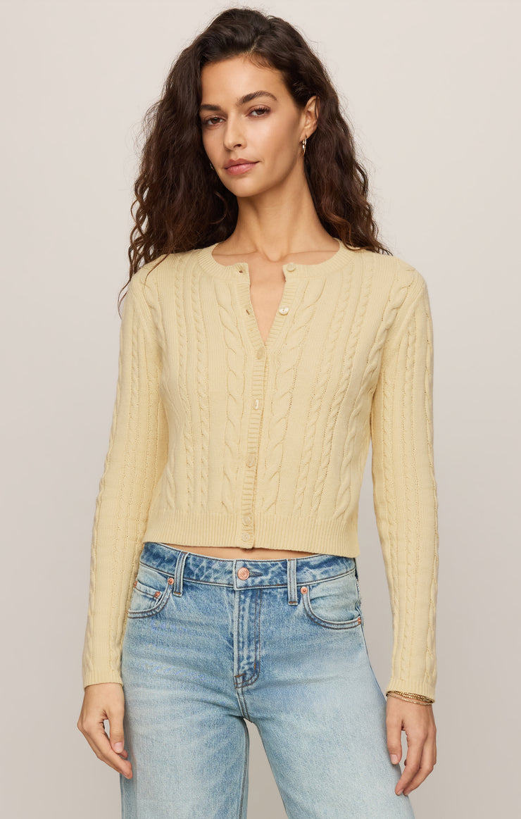 Sweaters Cera Long Sleeve Cardigan Lemon Chiffon