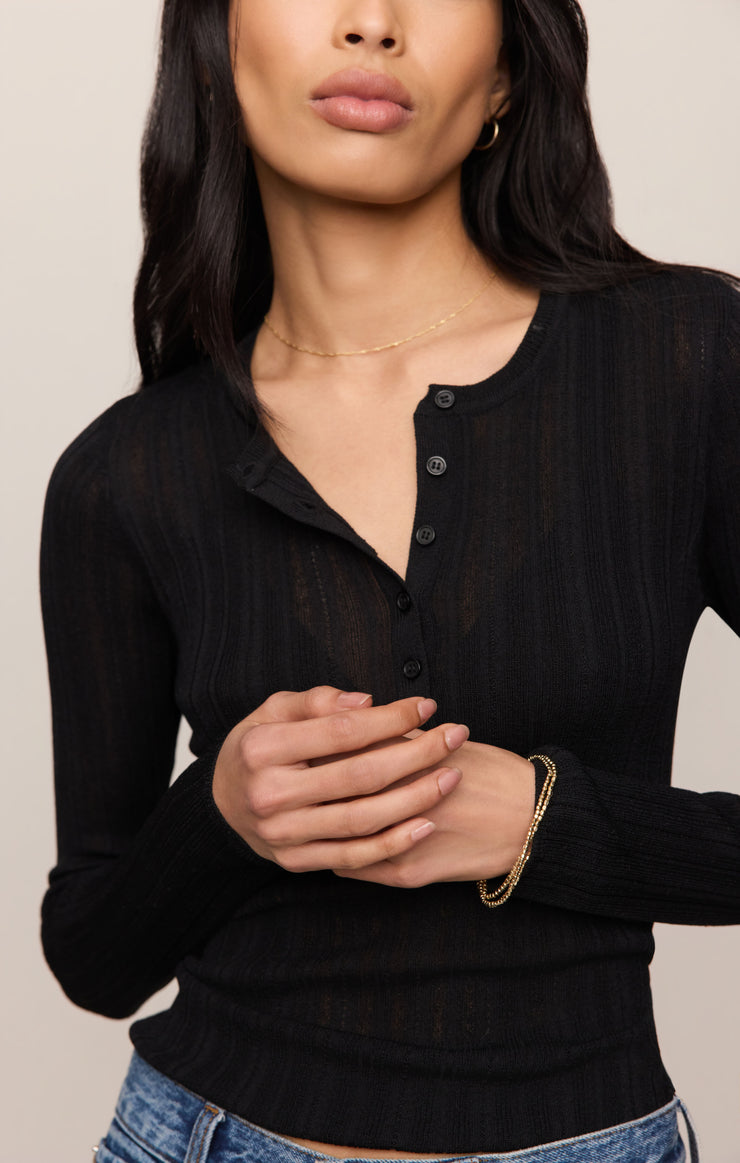 Sweaters Rowena Fine Knit Henley Black
