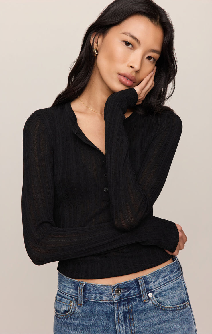Sweaters Rowena Fine Knit Henley Black