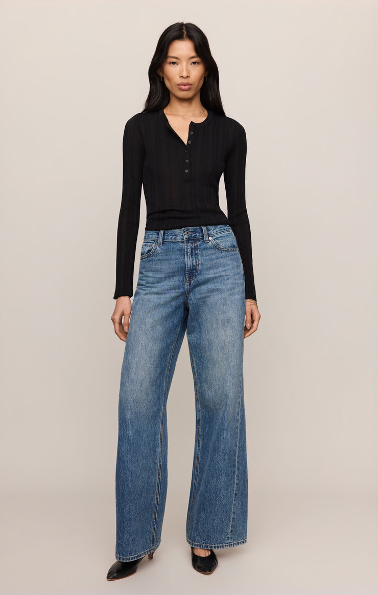 Sweaters Rowena Fine Knit Henley Black