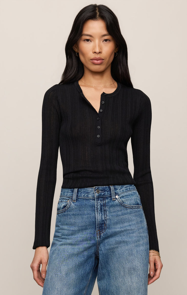 Sweaters Rowena Fine Knit Henley Black