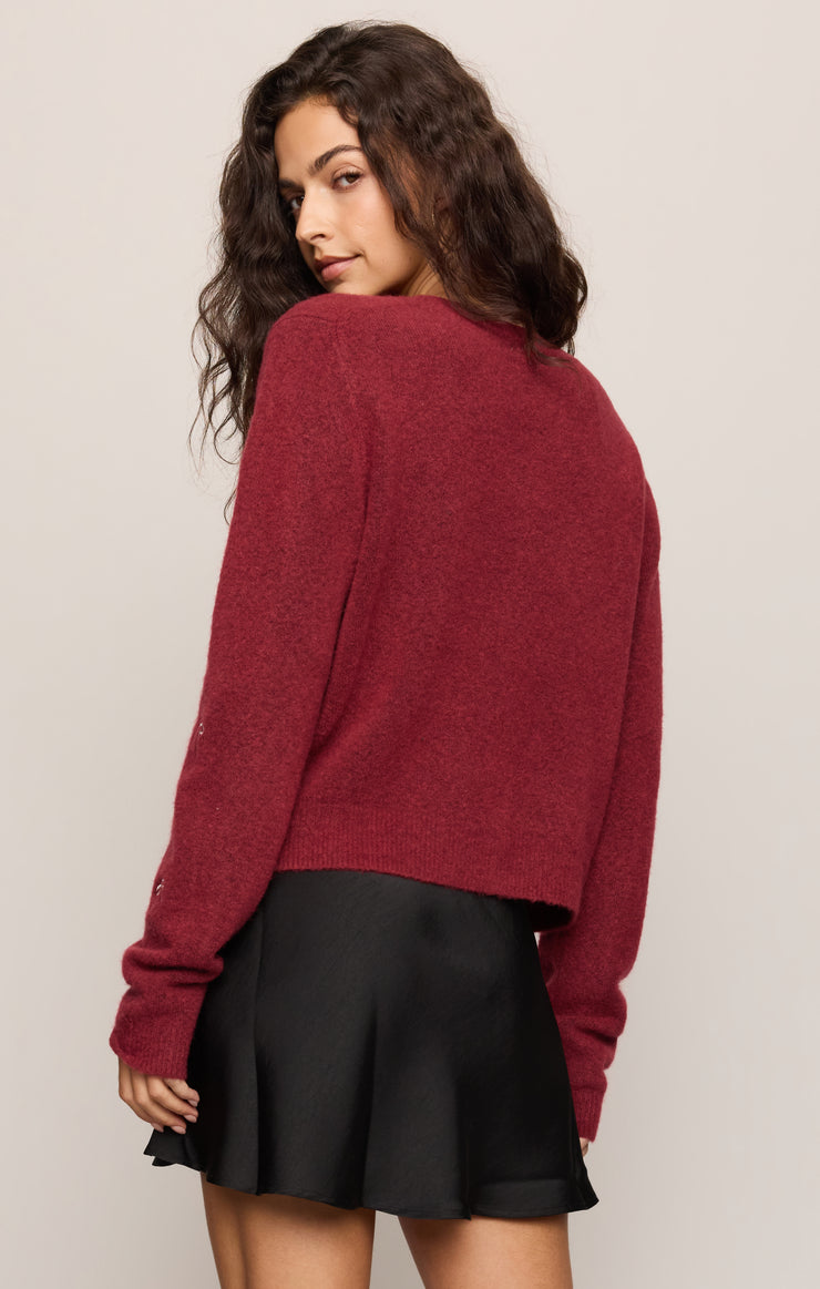 Sweaters Medina Bow Cardigan Red Dahlia