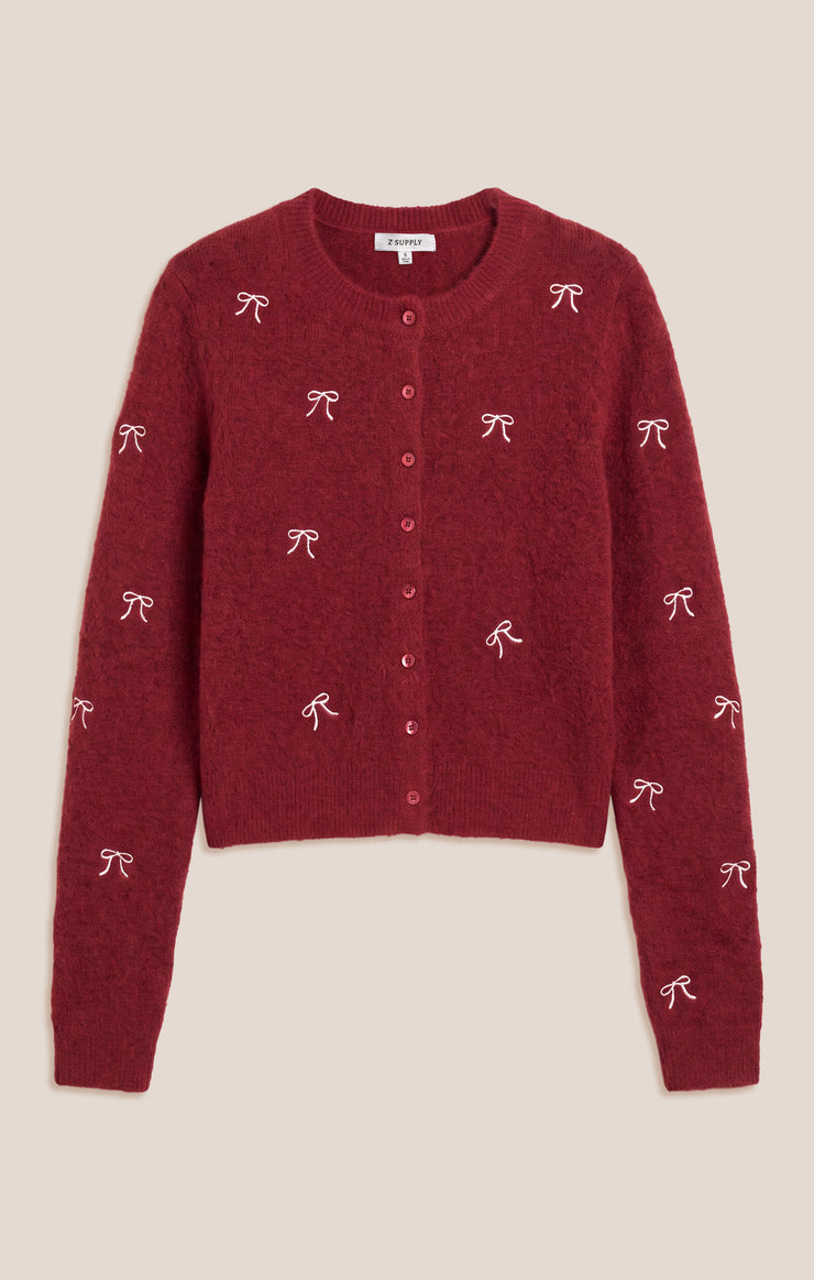 Sweaters Medina Bow Cardigan Red Dahlia