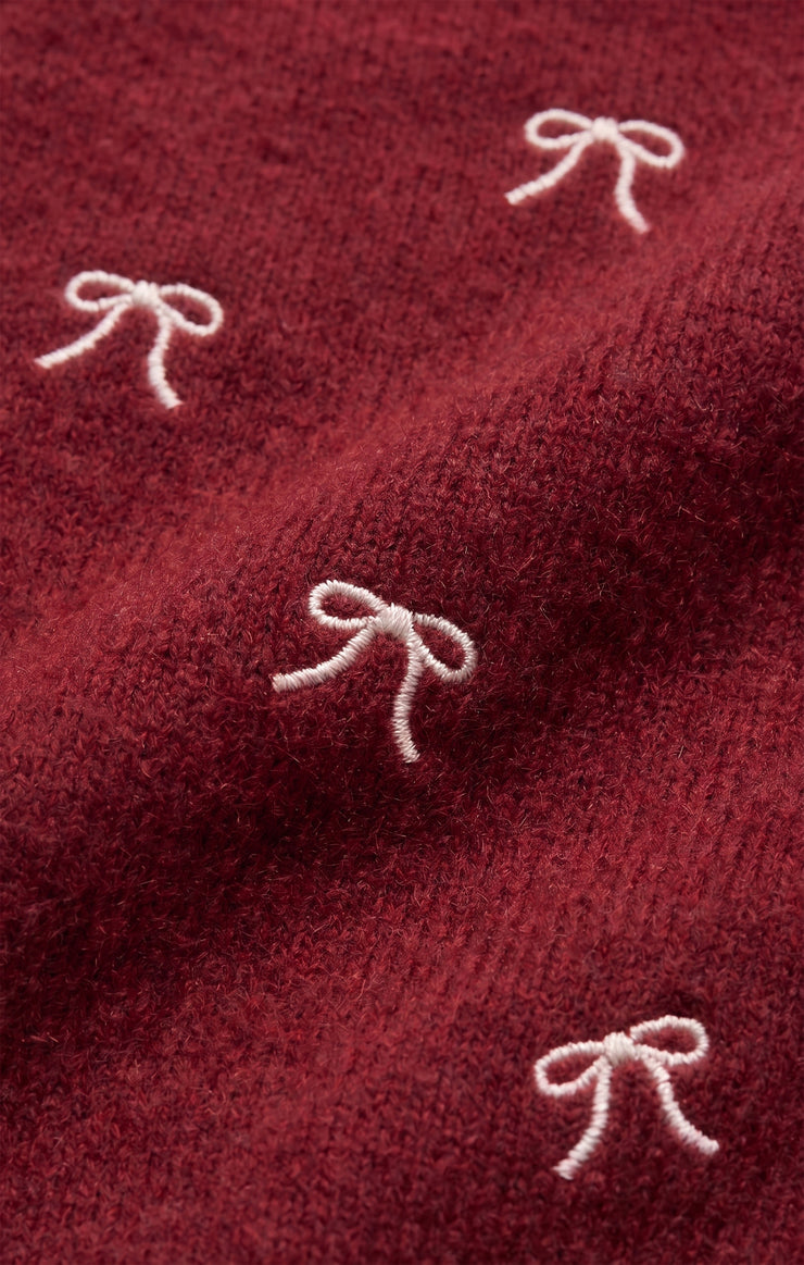 Sweaters Medina Bow Cardigan Red Dahlia