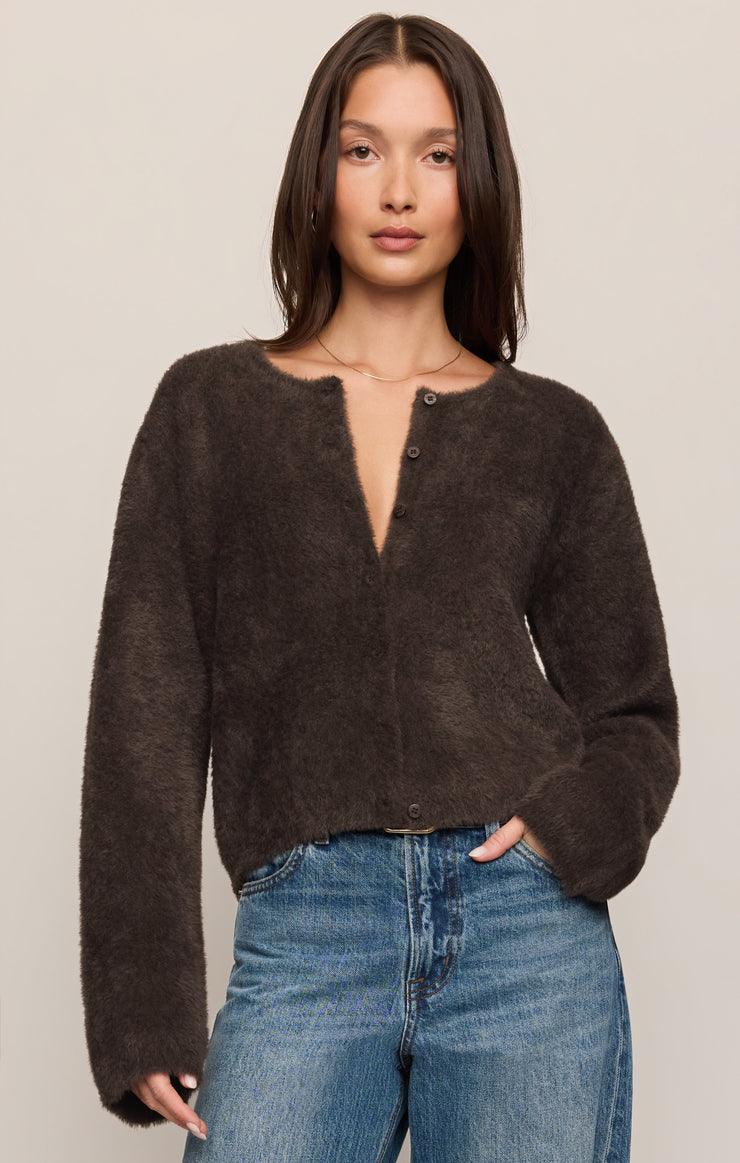 Sweaters Winterglow Fluffy Cardigan Cocoa Bean