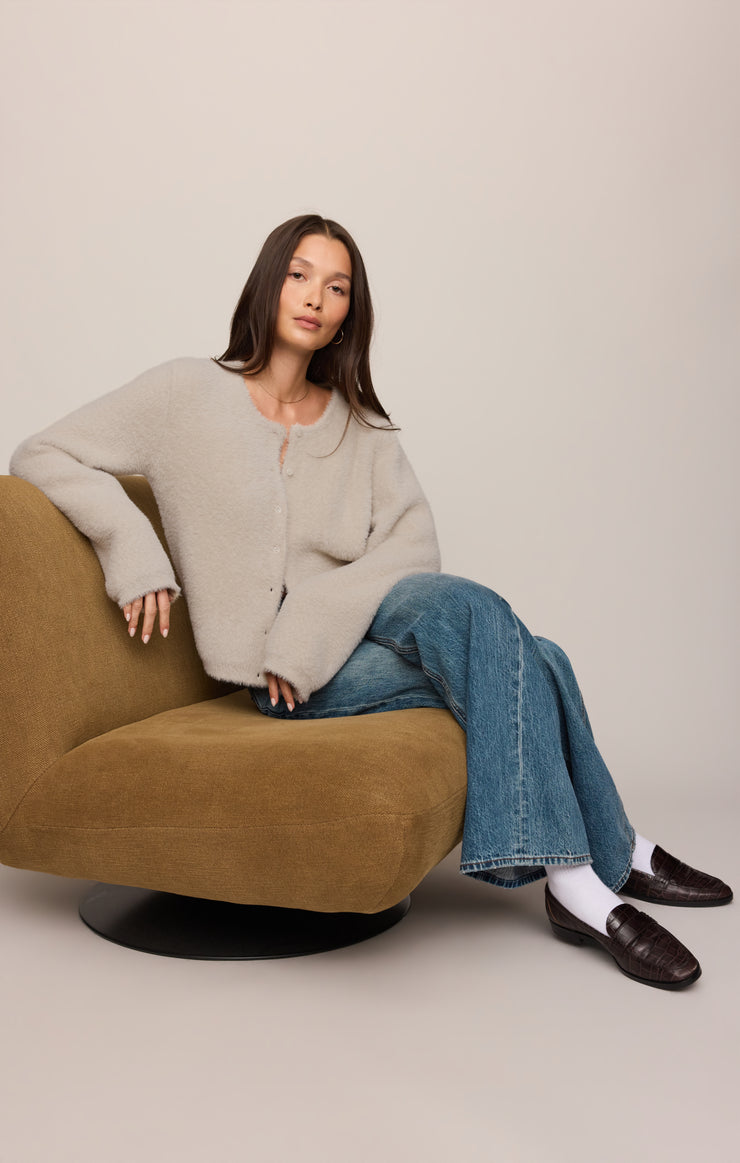 Sweaters Winterglow Fluffy Cardigan Frosted Pearl