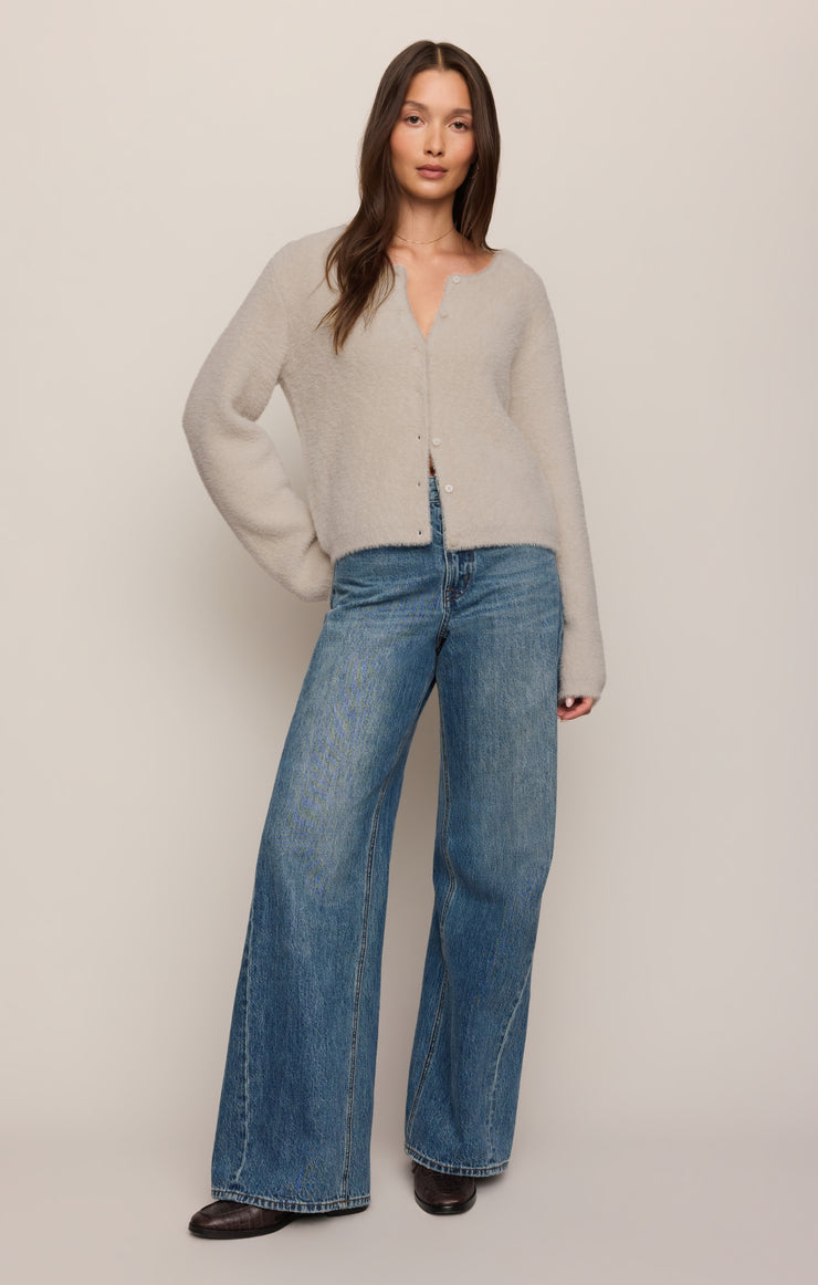 Sweaters Winterglow Fluffy Cardigan Frosted Pearl