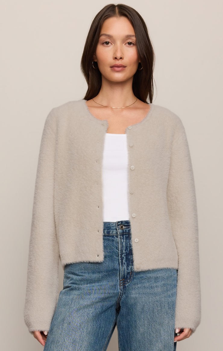 Sweaters Winterglow Fluffy Cardigan Frosted Pearl