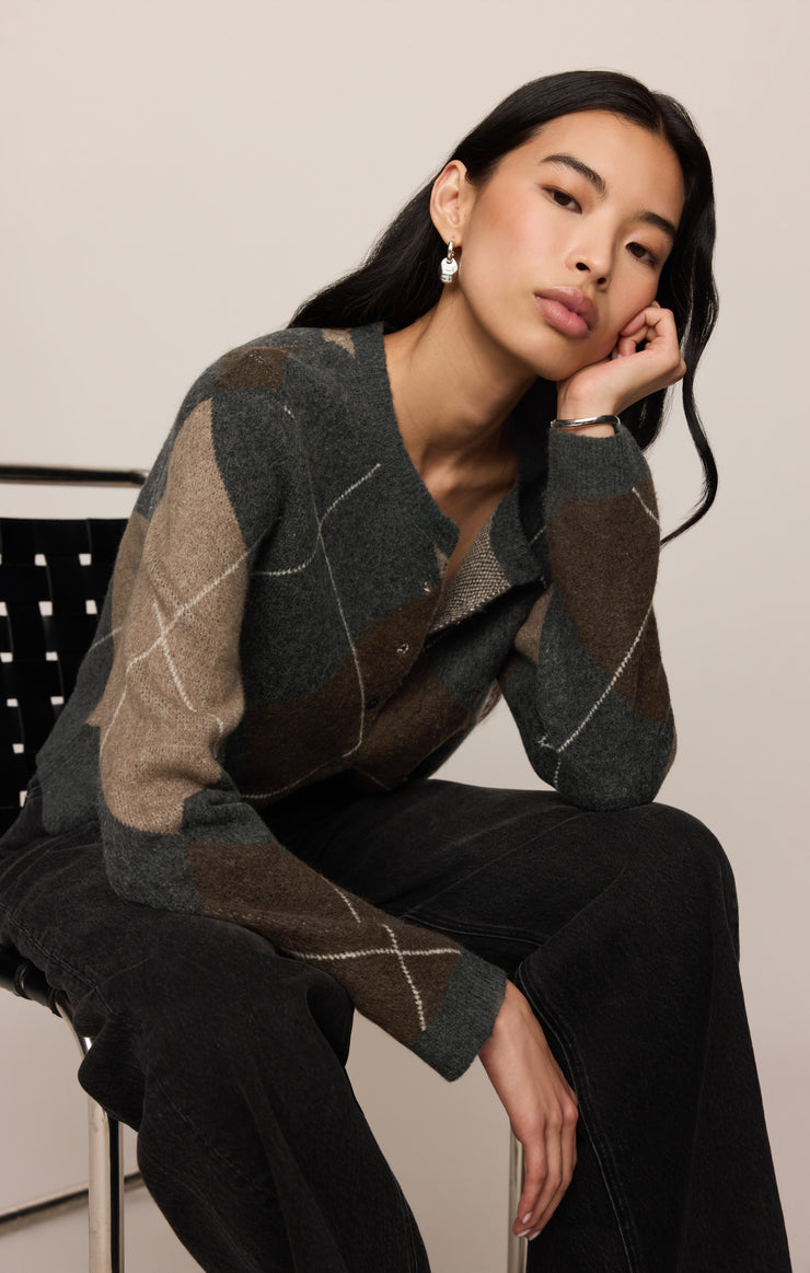 Sweaters Medina Argyle Cardigan Charcoal Heather