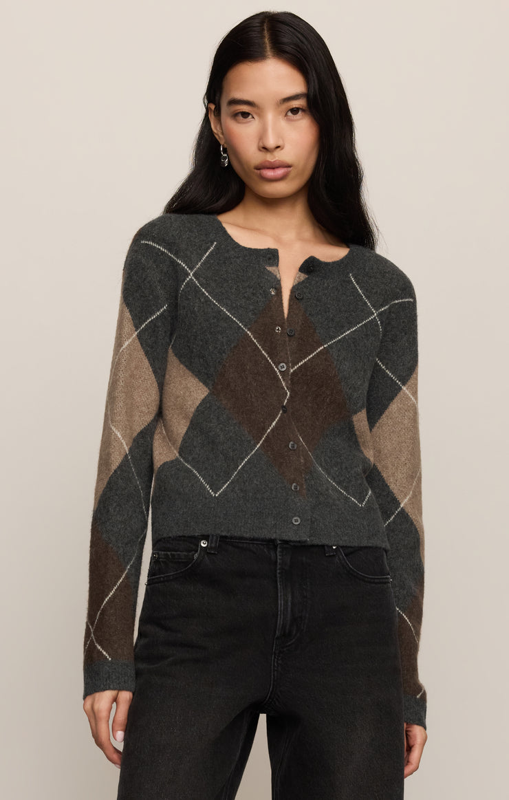 Sweaters Medina Argyle Cardigan Charcoal Heather