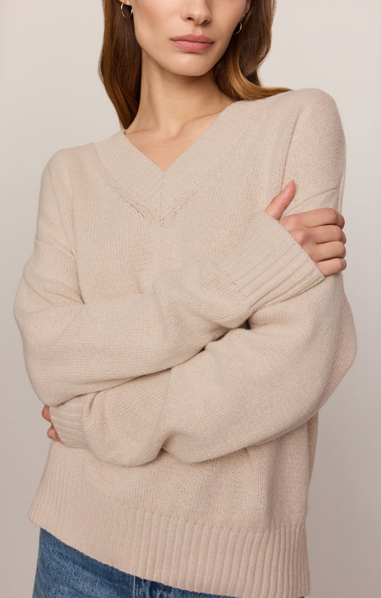Sweaters Cloud Spun V-Neck Sweater Frosted Pearl