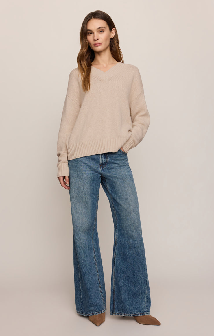 Sweaters Cloud Spun V-Neck Sweater Frosted Pearl