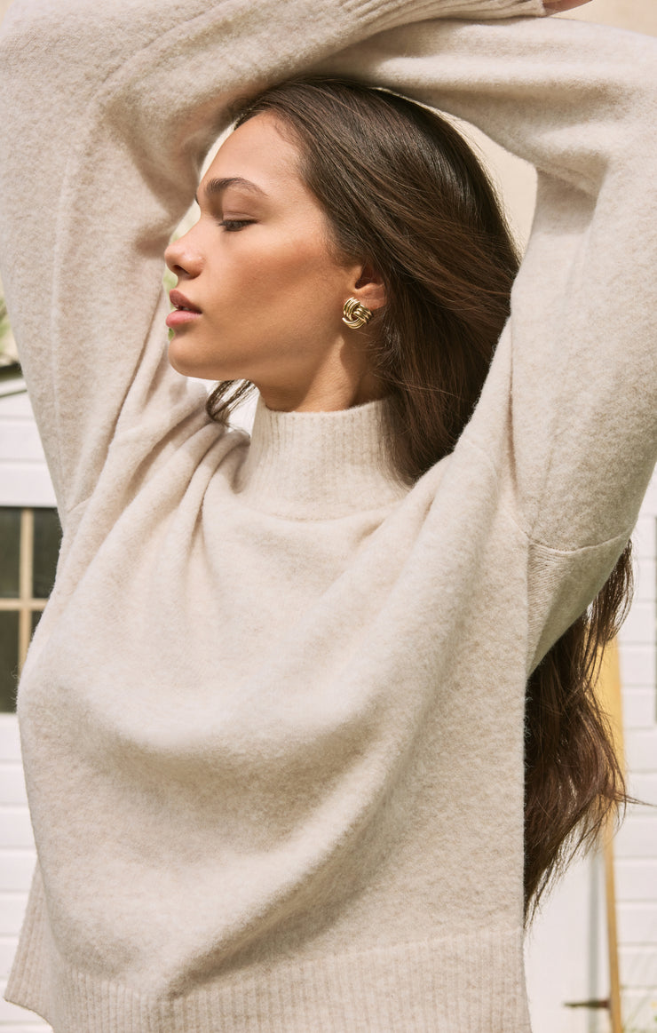 Sweaters Nessa Mock Neck Sweater Light Oatmeal Heather
