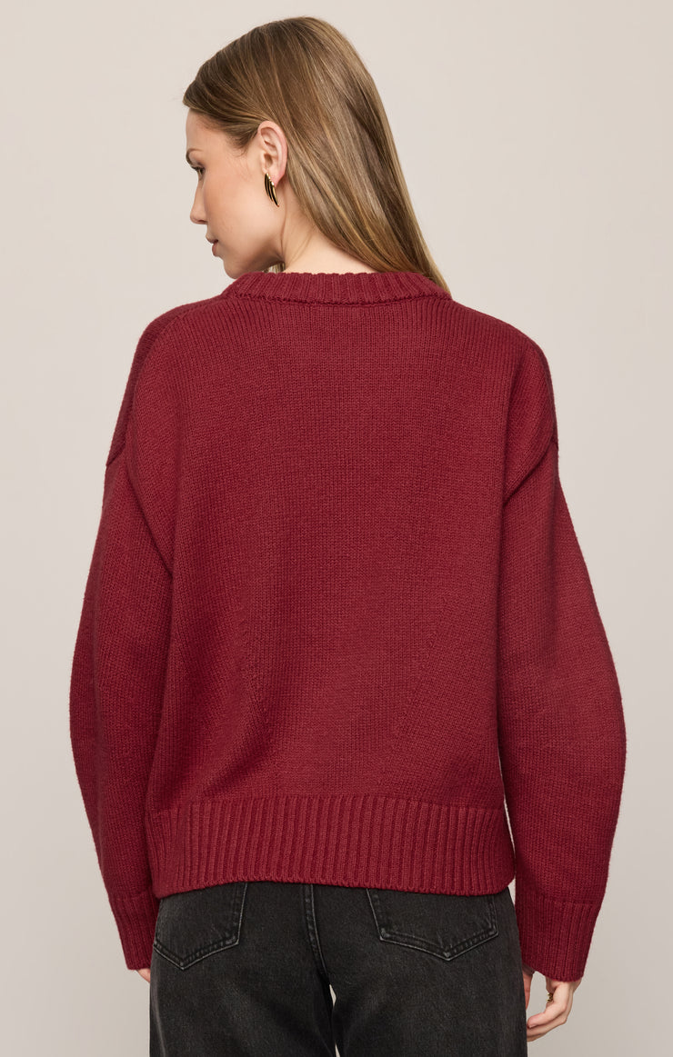 Sweaters Cloud Spun Curved Hem Sweater Red Dahlia