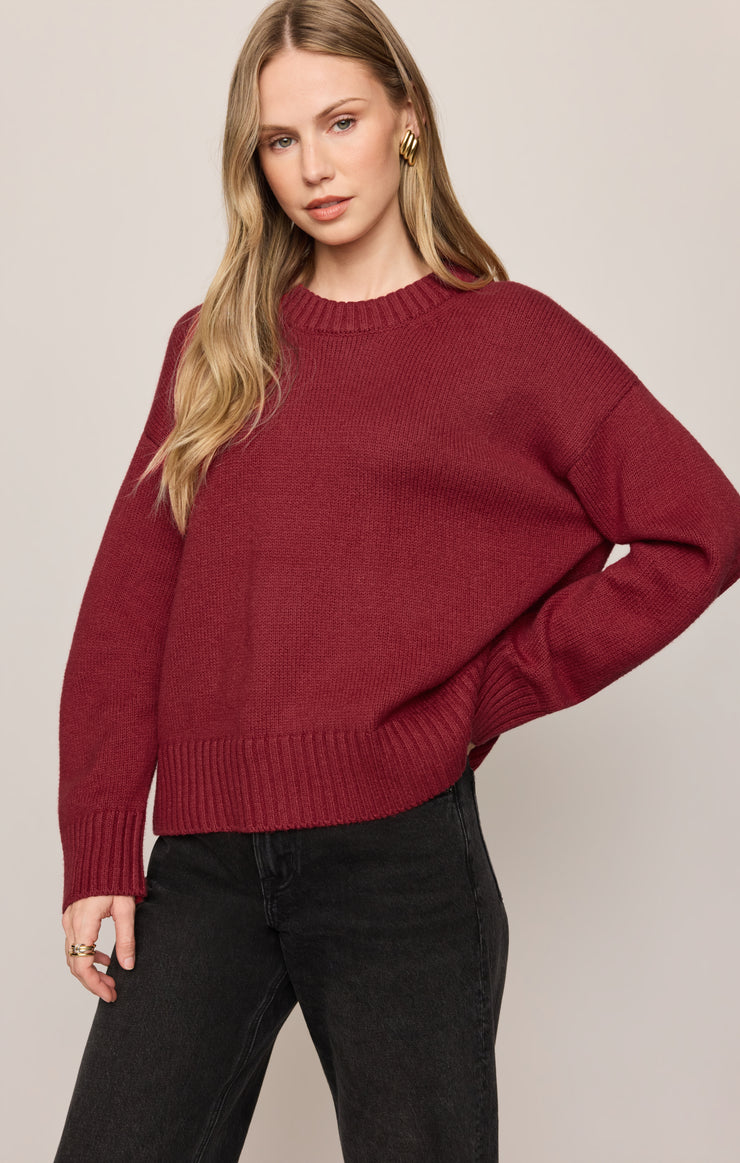 Sweaters Cloud Spun Curved Hem Sweater Red Dahlia