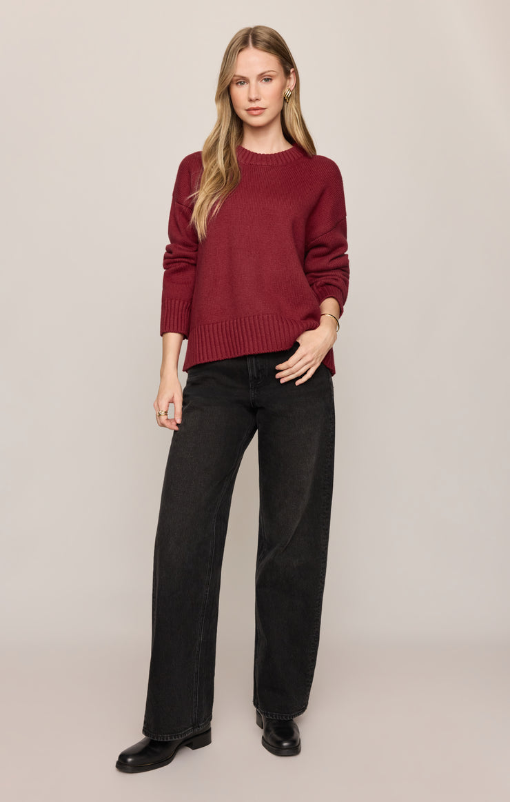 Sweaters Cloud Spun Curved Hem Sweater Red Dahlia
