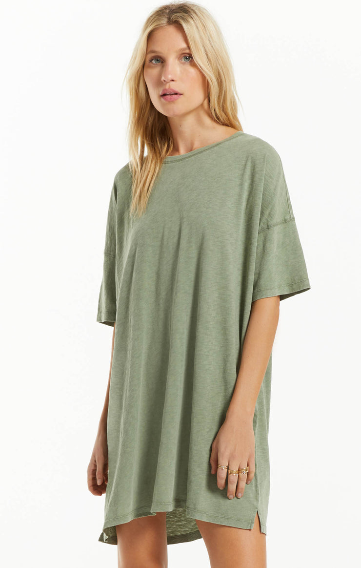 Dresses Delta Slub T-Shirt Mini Dress Meadow Green