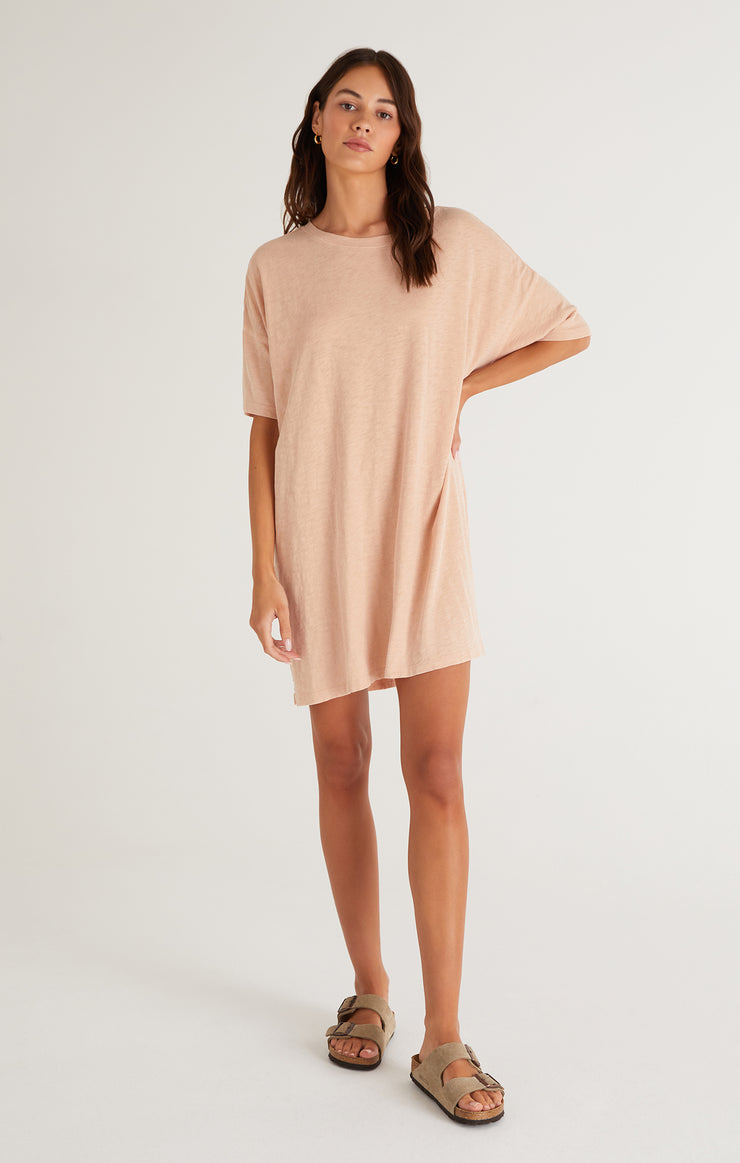 Dresses Delta Slub T-Shirt Mini Dress Soft Peach