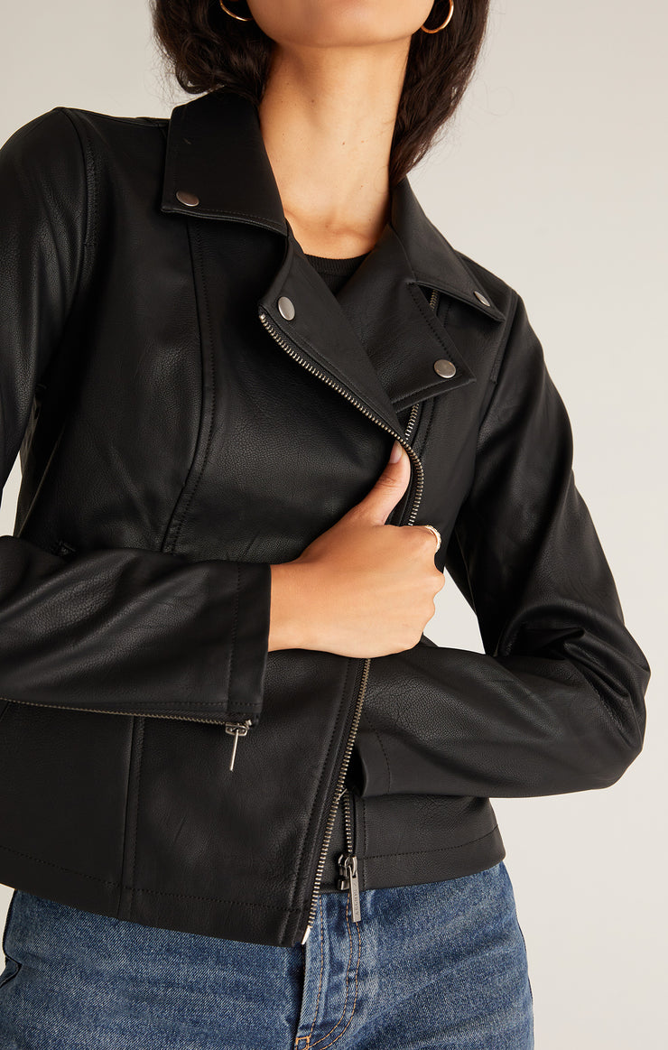 Jackets Trina Faux Leather Moto Jacket Black