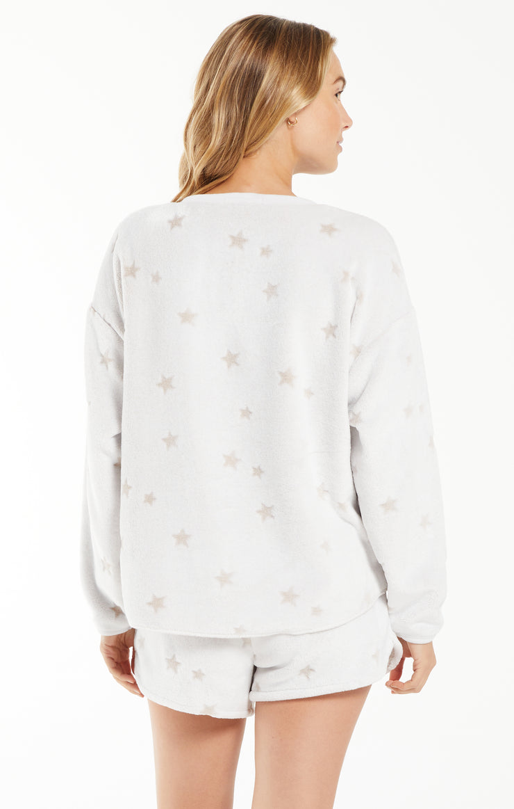 Tops Frosted Plush Star Long Sleeve Top Frosted Latte