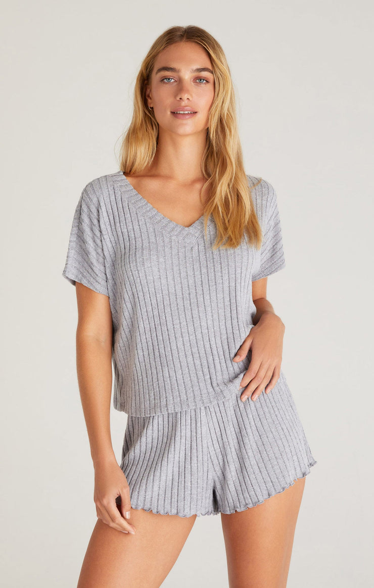 Tops Harper Rib V-Neck Top Hazy Blue