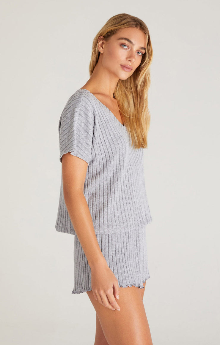 Tops Harper Rib V-Neck Top Hazy Blue